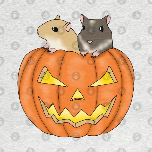 Two cute gerbils in a pumpkin by Becky-Marie